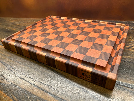 Checkerboard End Grain Cherry and Walnut Cutting Board