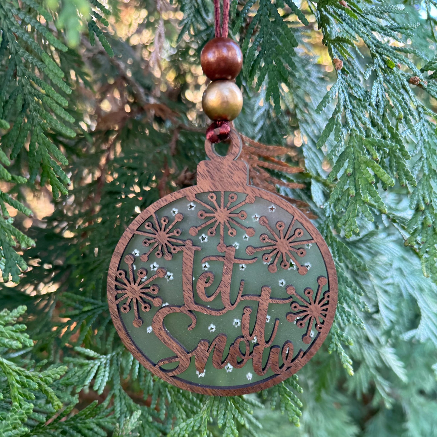 Walnut and Acrylic Ornaments