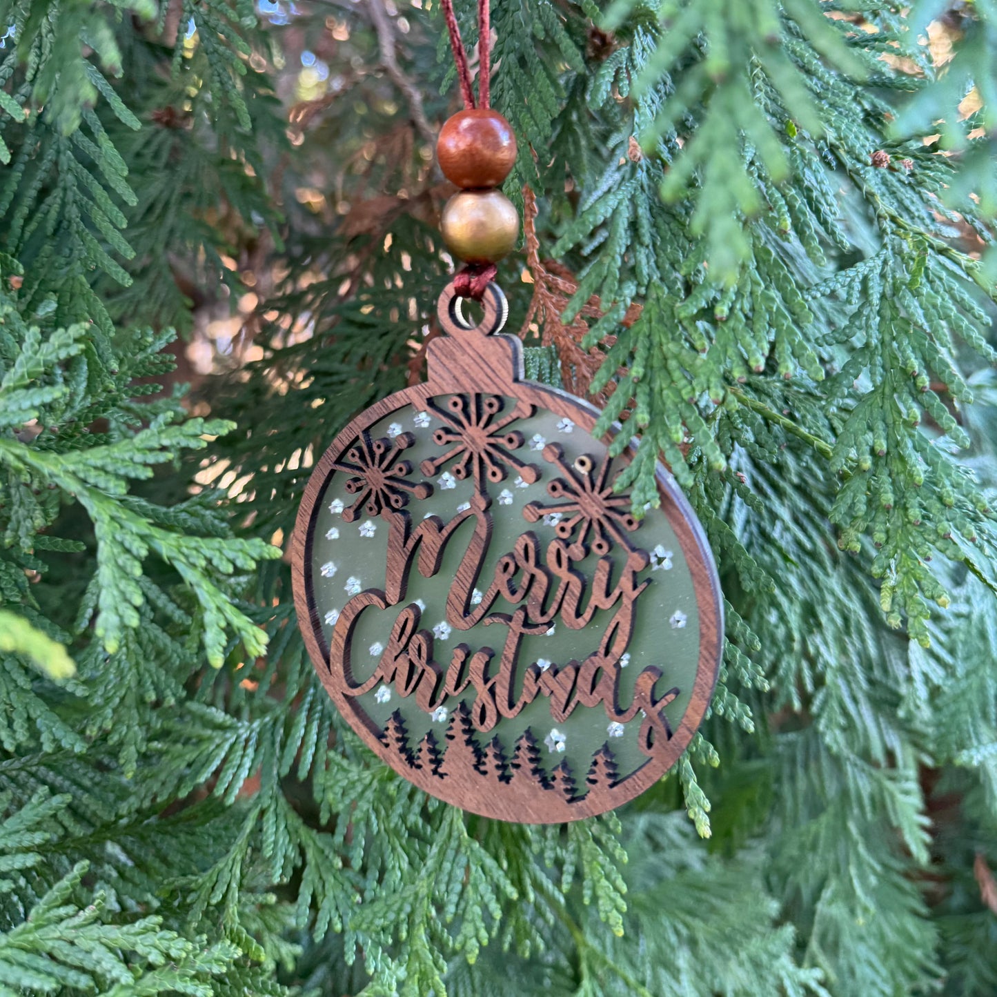 Walnut and Acrylic Ornaments