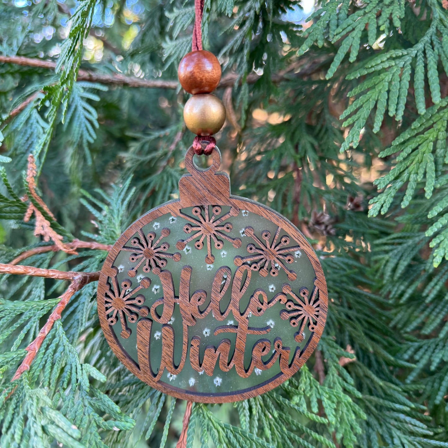 Walnut and Acrylic Ornaments