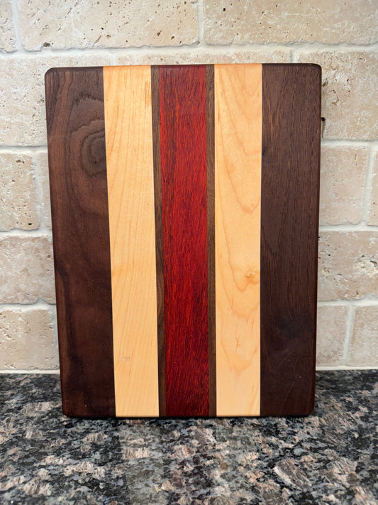 Edge Grain Serving/Cutting Board w/Exotic Wood Accents