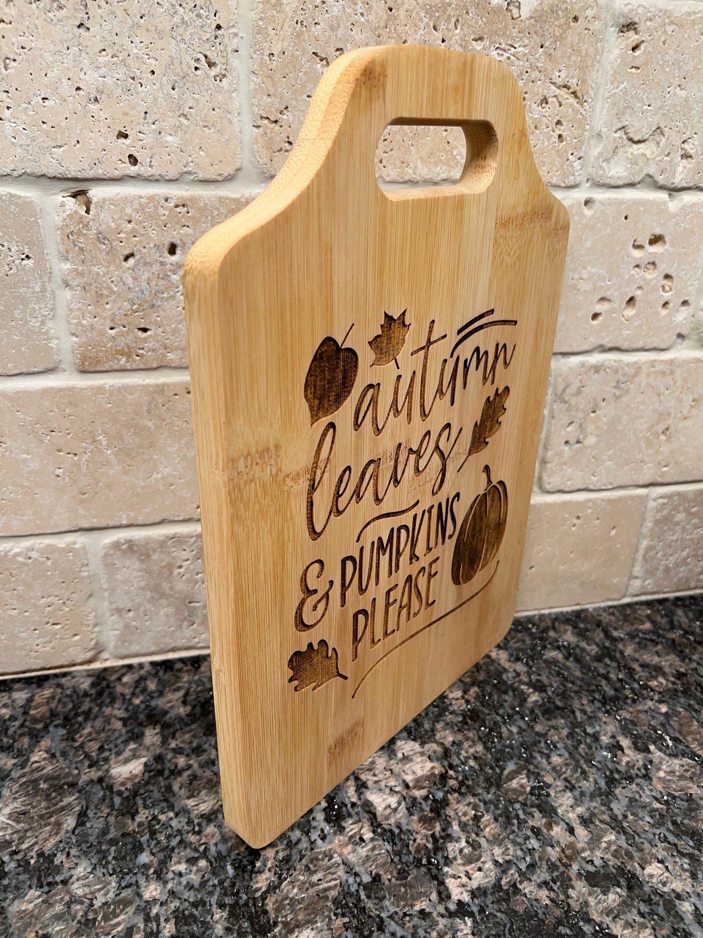 Engraved Bamboo Board with Handle