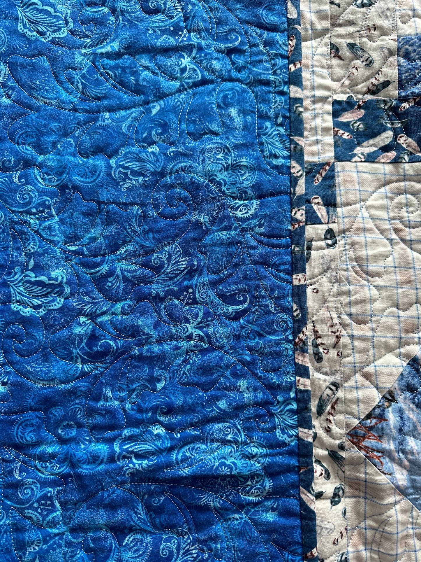 Owl Print Quilt w/Blue Backing 78”x62”